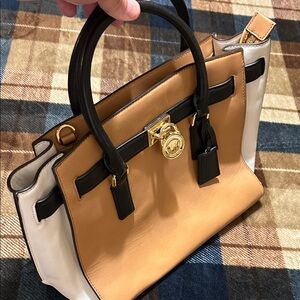 MICHAEL Michael Kors Tan and Black Satchel